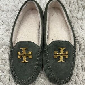 Tory Burch Forest Suede Loafers with Gold Emblem